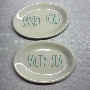 Rae Dunn Beachy Oval Melamine Plates Artisian Collection by Magenta - Set of 2